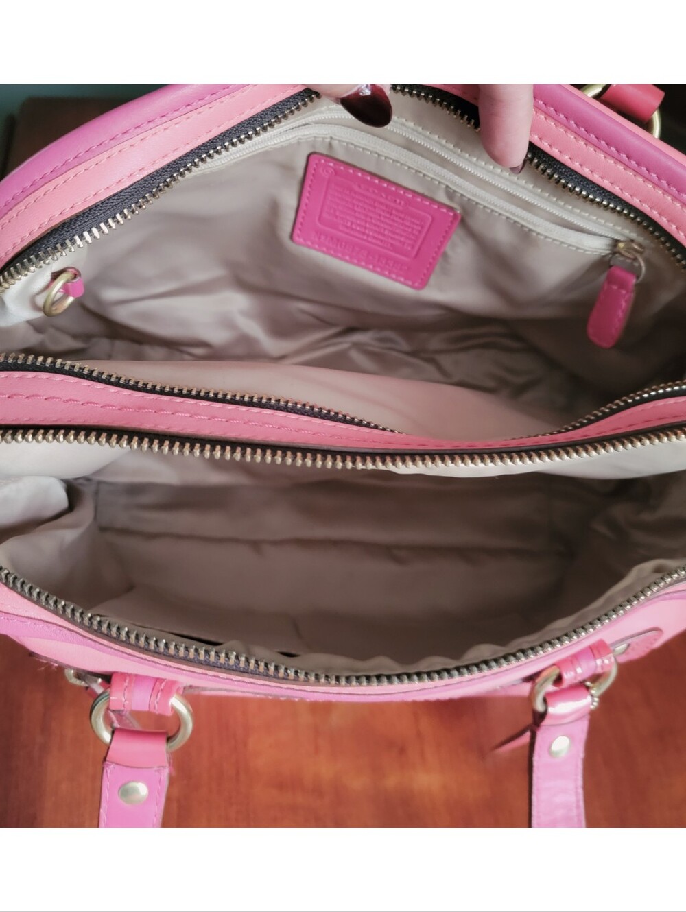 Coach 13382 Bonnie Satchel Pink Colorblock Leather Shoulder Bag Y2K - Picture 15 of 16